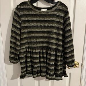 Ro & De Black, Green & Gold Striped Sweater